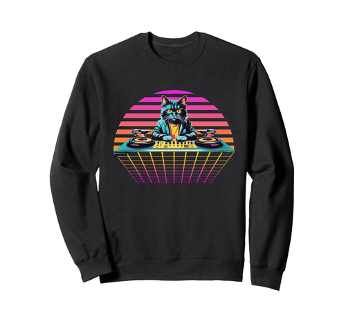 Rainbow House Dj Cat Party Sweatshirt - Casual Everyday Wear for Adults - T-Shirt, Sweatshirt, Hoodie