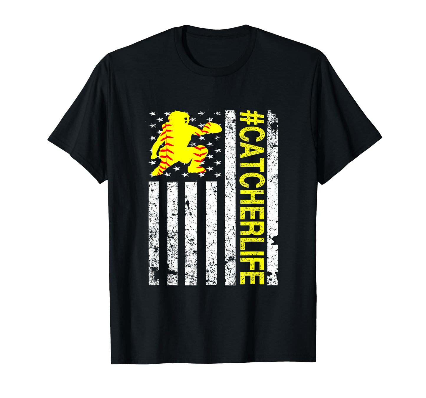 Softball Catcher Catcher Life Usa T-Shirt - Custom Art Print Men Women - T-Shirt, Sweatshirt, Hoodie