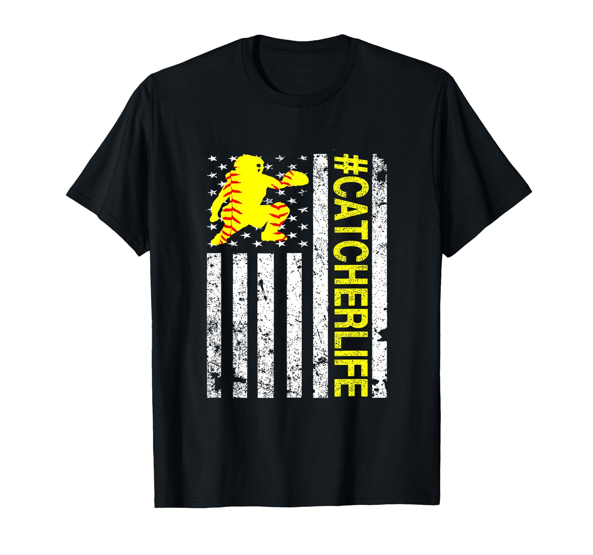 Softball Catcher Catcher Life Usa T-Shirt - Custom Art Print Men Women - T-Shirt, Sweatshirt, Hoodie