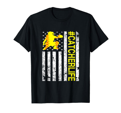 Softball Catcher Catcher Life Usa T-Shirt - Custom Art Print Men Women - T-Shirt, Sweatshirt, Hoodie