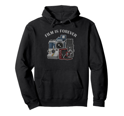 Film Is Forever Old School Camera Photography Hoodie - Graphic Print Unisex - T-Shirt, Sweatshirt, Hoodie