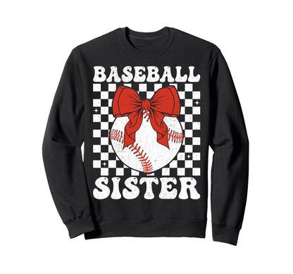 Baseball Sister Coquette Bow Sport Sweatshirt - Streetwear Style Unisex - T-Shirt, Sweatshirt, Hoodie