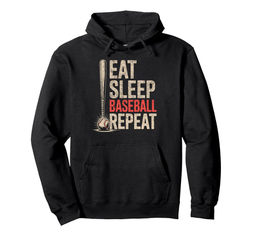 Eat Sleep Baseball Repeat Player Coach Hoodie - Aesthetic Graphic Unisex - T-Shirt, Sweatshirt, Hoodie