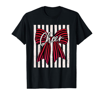 Coquette Preppy Stripe Bow Cheer Squad T-Shirt - Novelty Apparel Unisex - T-Shirt, Sweatshirt, Hoodie