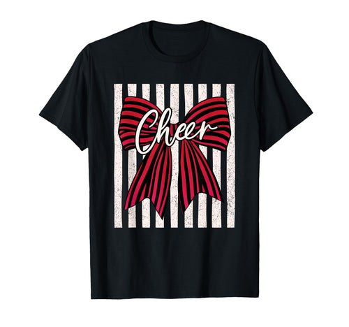 Coquette Preppy Stripe Bow Cheer Squad T-Shirt - Novelty Apparel Unisex - T-Shirt, Sweatshirt, Hoodie
