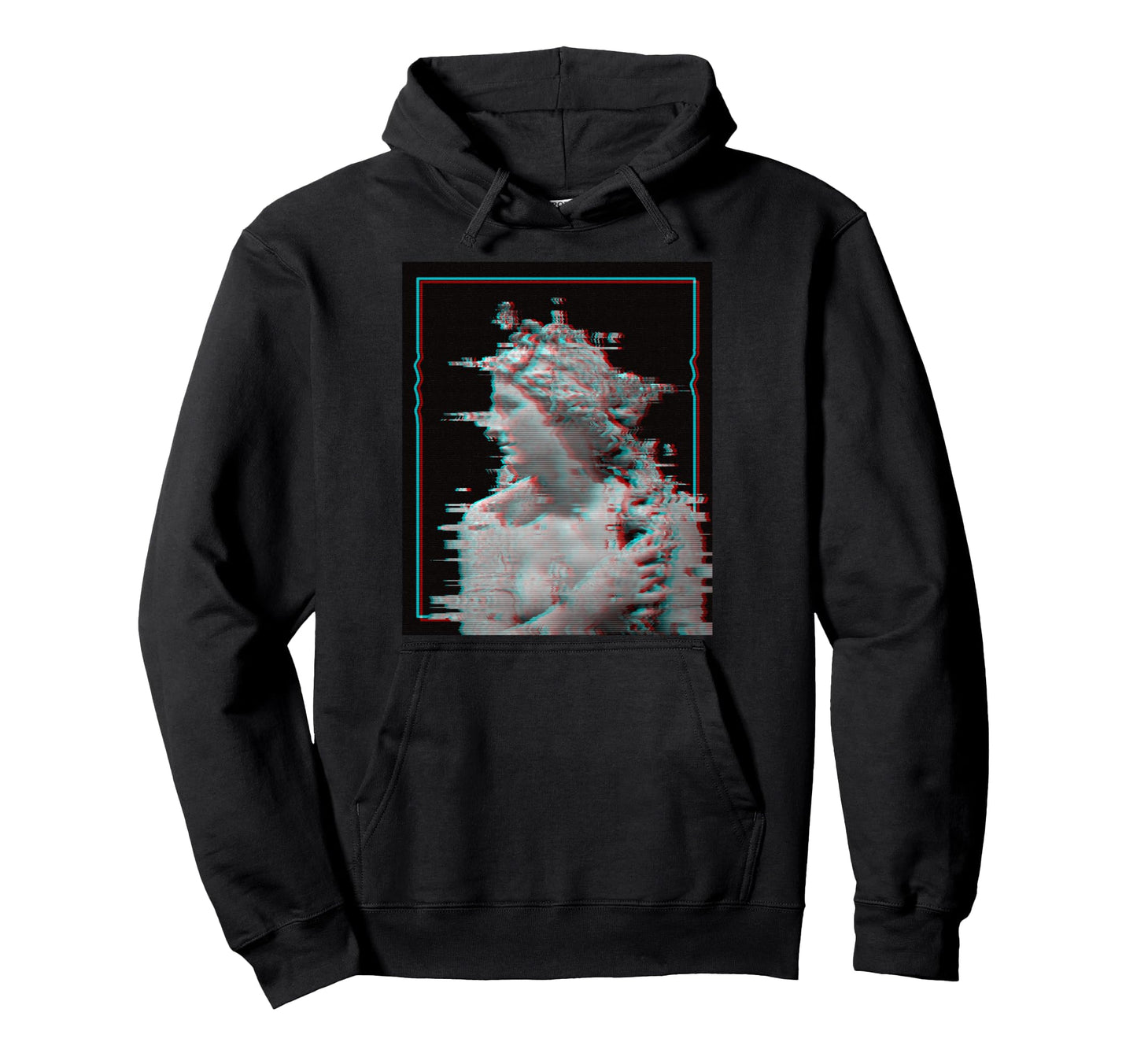 3D Glitch Art Aesthetic Vaporwave Hoodie - Fun Novelty Design for Adults - T-Shirt, Sweatshirt, Hoodie