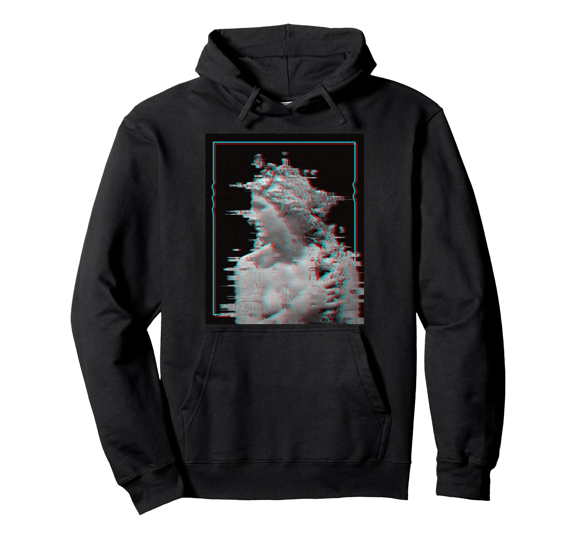 3D Glitch Art Aesthetic Vaporwave Hoodie - Fun Novelty Design for Adults - T-Shirt, Sweatshirt, Hoodie