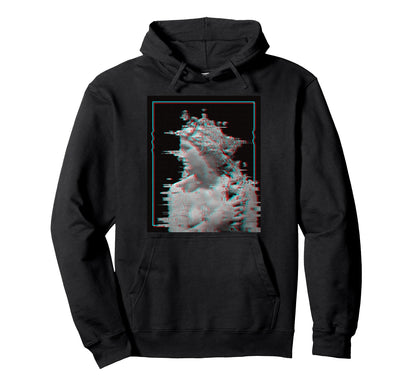 3D Glitch Art Aesthetic Vaporwave Hoodie - Fun Novelty Design for Adults - T-Shirt, Sweatshirt, Hoodie