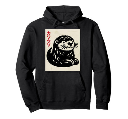 Otter Ukiyo E Art Japan Theme Pastel Hoodie - Streetwear Style for Adults - T-Shirt, Sweatshirt, Hoodie