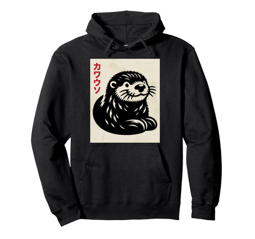 Otter Ukiyo E Art Japan Theme Pastel Hoodie - Streetwear Style for Adults - T-Shirt, Sweatshirt, Hoodie