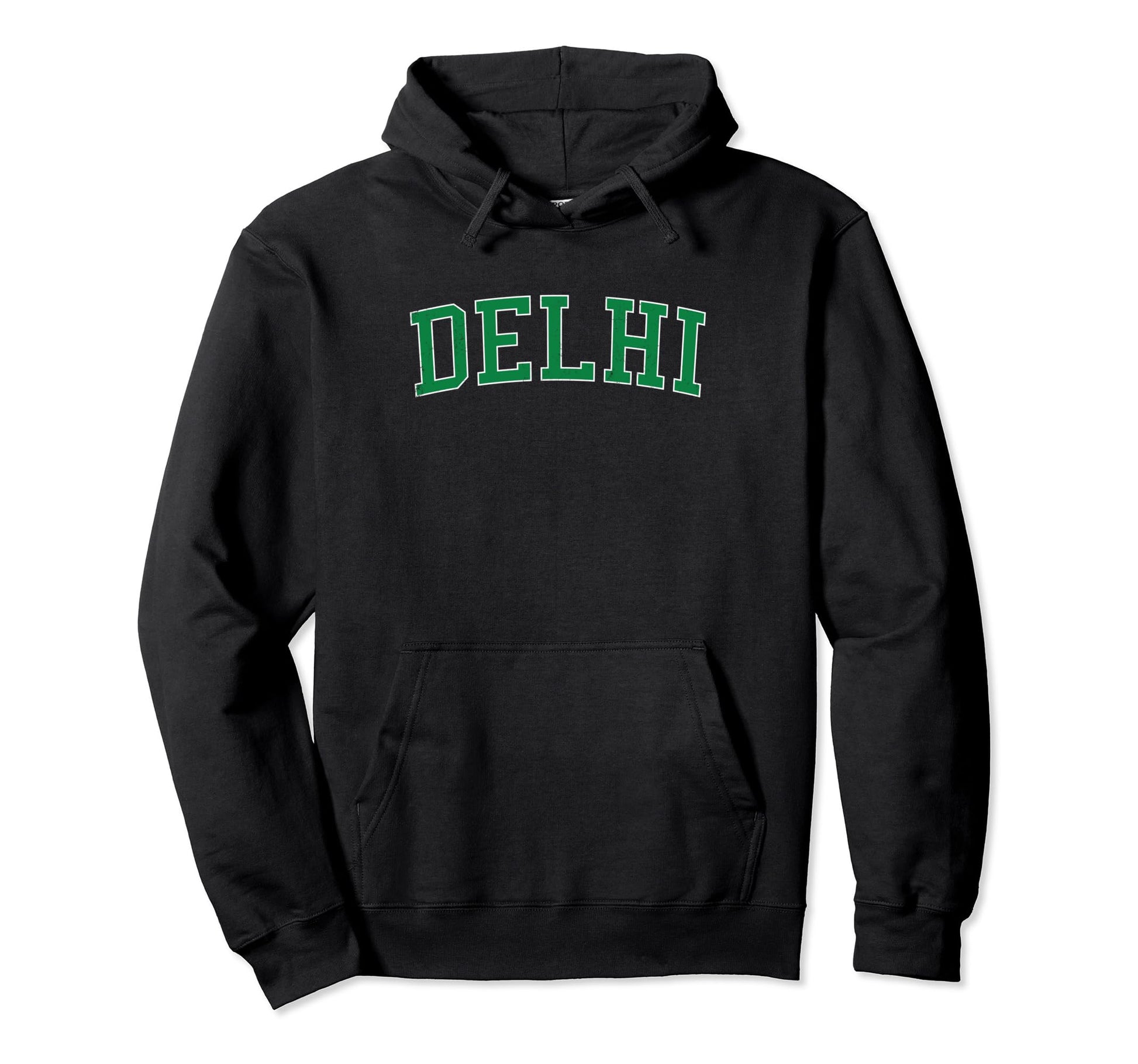 Delhi Ca Distressed Green Varsity Hoodie - Unique Graphic Unisex - T-Shirt, Sweatshirt, Hoodie