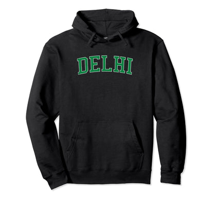 Delhi Ca Distressed Green Varsity Hoodie - Unique Graphic Unisex - T-Shirt, Sweatshirt, Hoodie