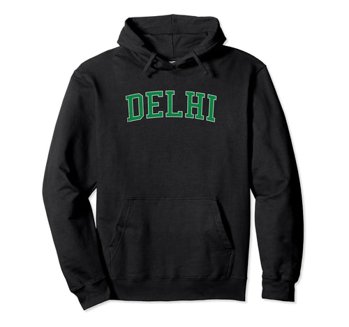 Delhi Ca Distressed Green Varsity Hoodie - Unique Graphic Unisex - T-Shirt, Sweatshirt, Hoodie