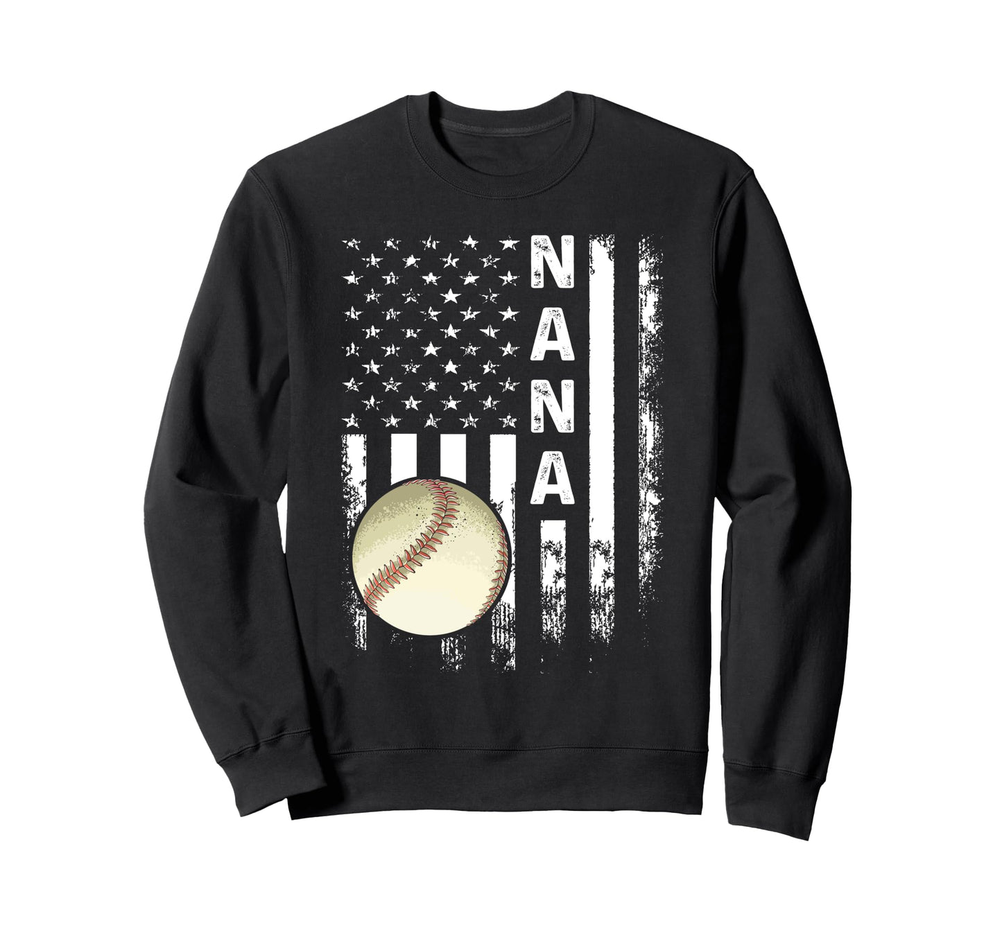 Baseball Nana America Flag Sweatshirt - Trendy Graphic for Adults - T-Shirt, Sweatshirt, Hoodie