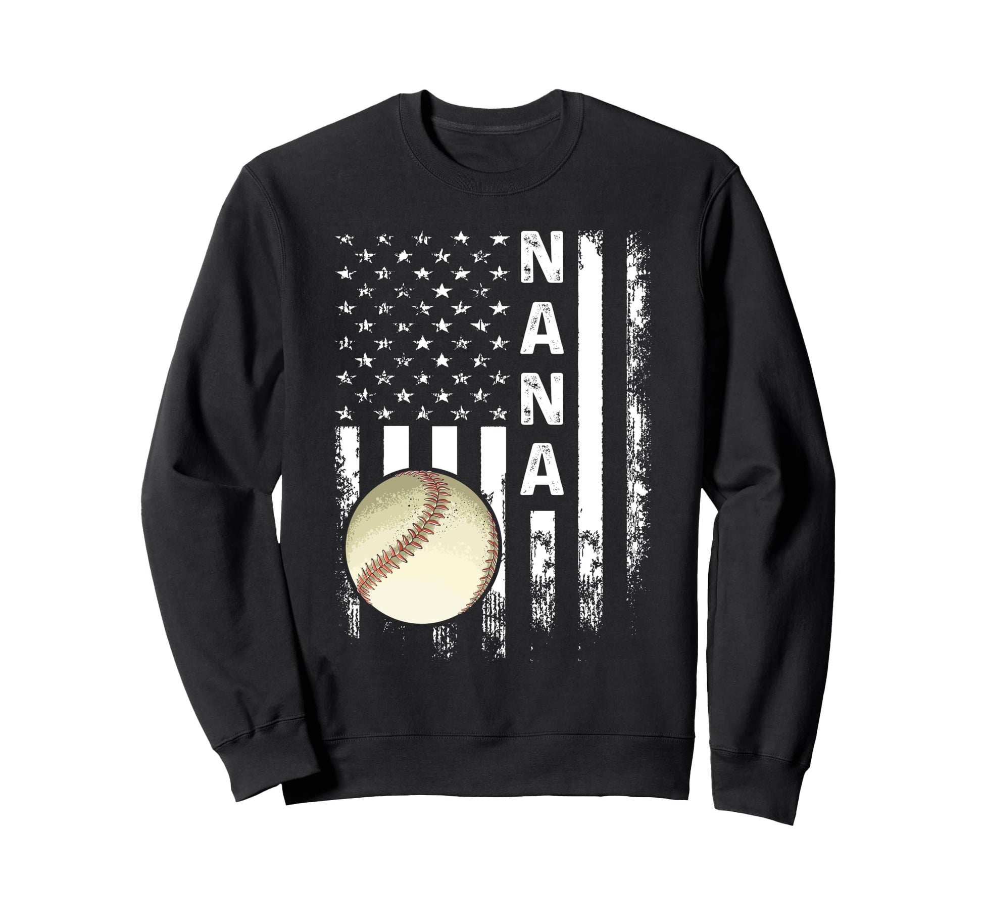 Baseball Nana America Flag Sweatshirt - Trendy Graphic for Adults - T-Shirt, Sweatshirt, Hoodie