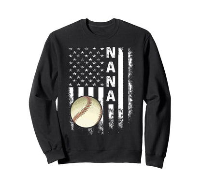 Baseball Nana America Flag Sweatshirt - Trendy Graphic for Adults - T-Shirt, Sweatshirt, Hoodie