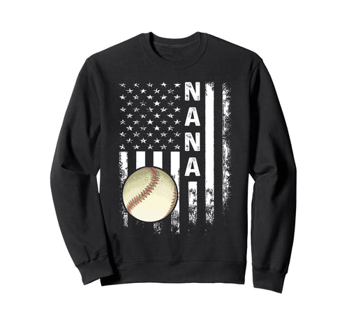 Baseball Nana America Flag Sweatshirt - Trendy Graphic for Adults - T-Shirt, Sweatshirt, Hoodie