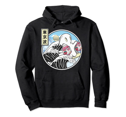 Surfing Ghost Strawberry Milk Hoodie - Custom Art Print for Adults - T-Shirt, Sweatshirt, Hoodie