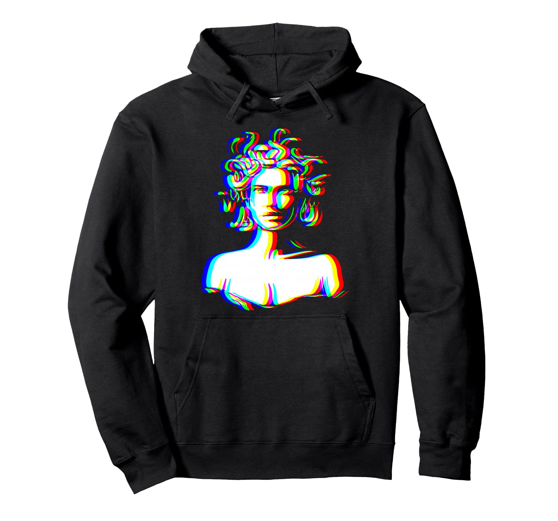 Medusa Glitch Greek Mythology Edm Music Hoodie - Aesthetic Graphic Unisex - T-Shirt, Sweatshirt, Hoodie