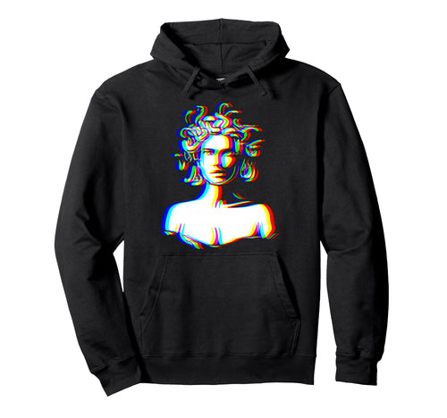 Medusa Glitch Greek Mythology Edm Music Hoodie - Aesthetic Graphic Unisex - T-Shirt, Sweatshirt, Hoodie