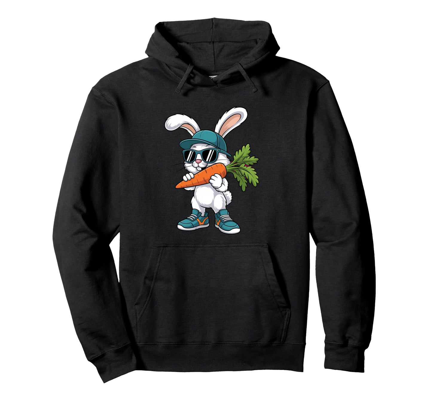 Easter Bunny Sunglasses Carrot Streetwear Hoodie - Custom Art Print Unisex - T-Shirt, Sweatshirt, Hoodie