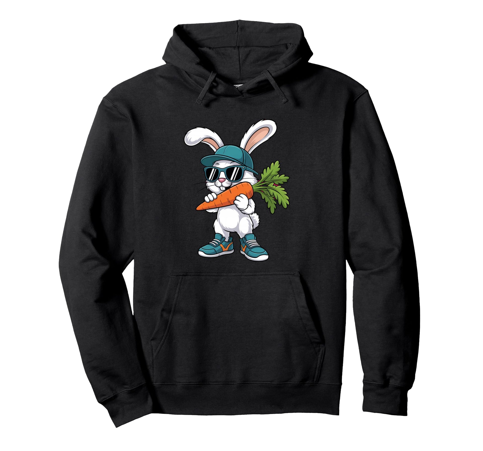 Easter Bunny Sunglasses Carrot Streetwear Hoodie - Custom Art Print Unisex - T-Shirt, Sweatshirt, Hoodie