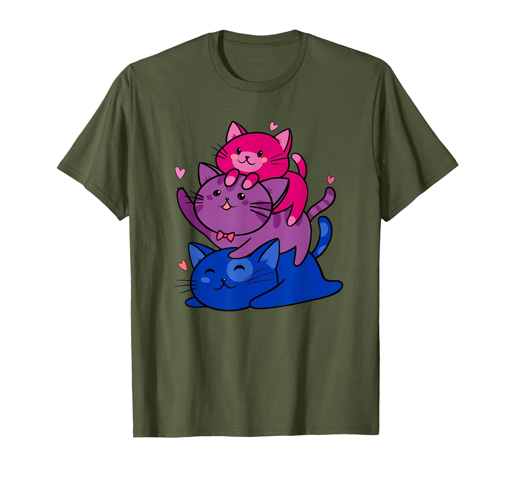 Cat Stack Bisexual Pride Bi Flag Lgbt T-Shirt - Trendy Graphic Unisex - T-Shirt, Sweatshirt, Hoodie