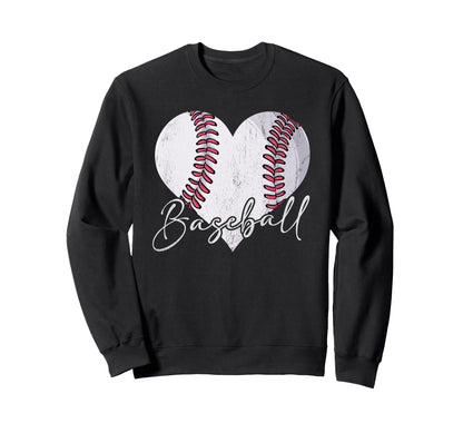 Baseball Heart Mom Grandma Mothers Sweatshirt - Graphic Print for Adults - T-Shirt, Sweatshirt, Hoodie