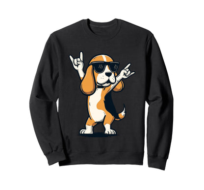 Beagle Rock And Roll Sunglasses Dog Sweatshirt - Aesthetic Graphic Unisex - T-Shirt, Sweatshirt, Hoodie