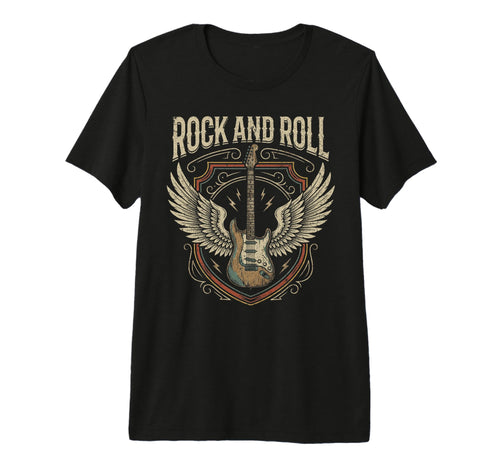 Rock And Roll Electric Guitar Heavy T-Shirt - Custom Art Print Men Women - T-Shirt, Sweatshirt, Hoodie