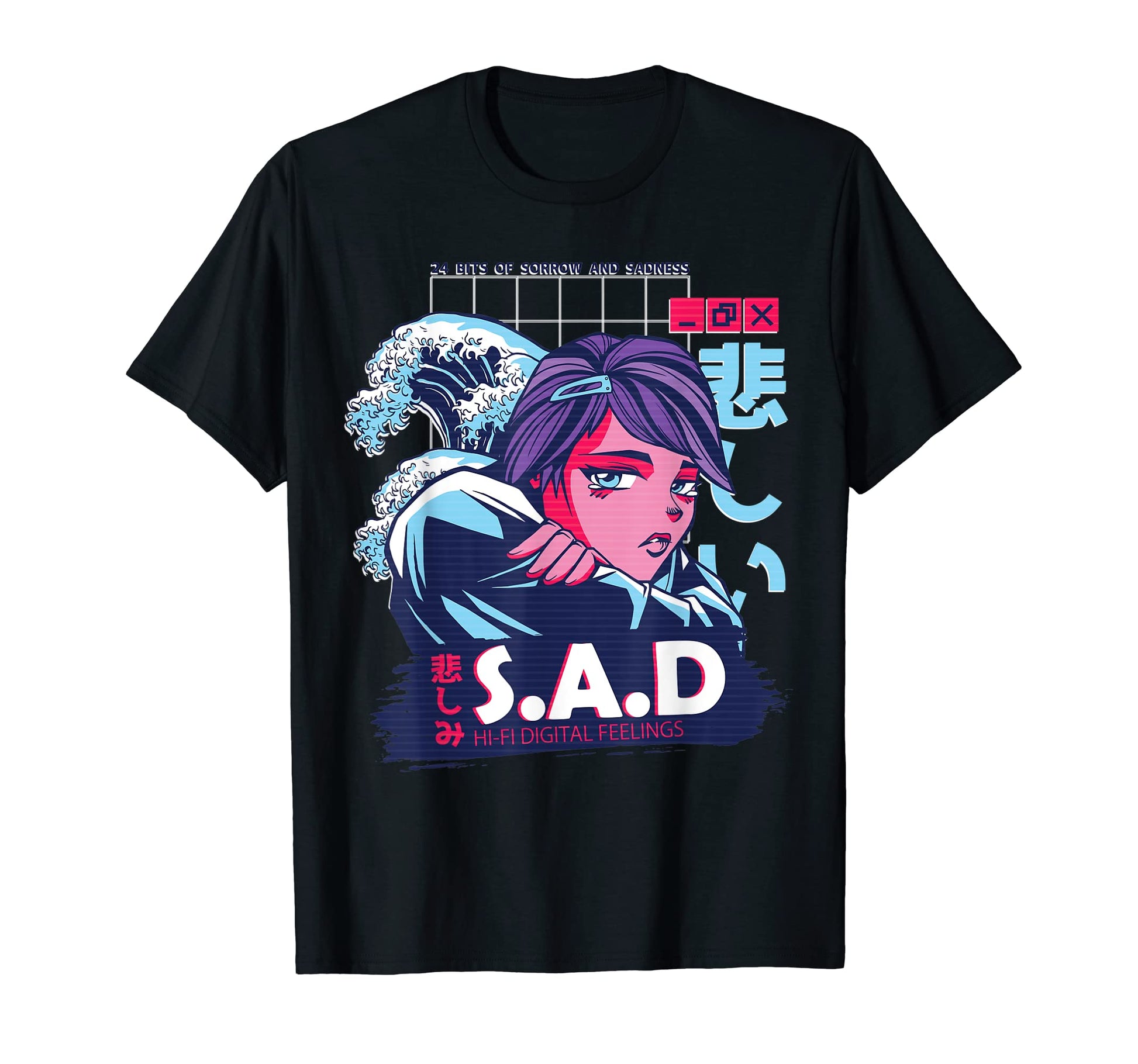 Antisocial Anime Sad Vaporwave T-Shirt - Custom Art Print Men Women - T-Shirt, Sweatshirt, Hoodie