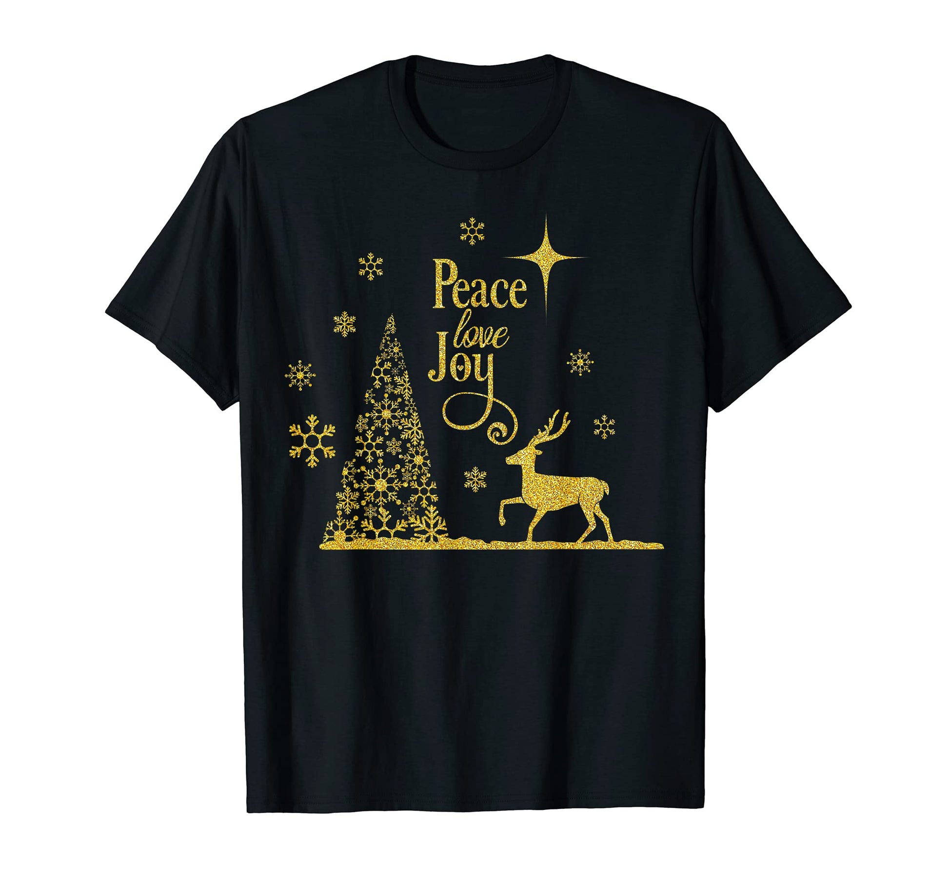 Peace Love Joy Tree Reindeer T-Shirt - Minimalist Print Men Women - T-Shirt, Sweatshirt, Hoodie