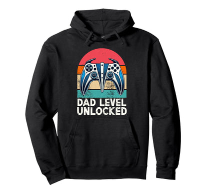 Dad Level Unlocked Controller Papa Hoodie - Novelty Apparel Men Women - T-Shirt, Sweatshirt, Hoodie