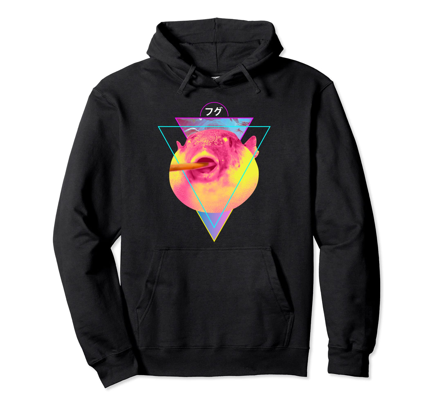 Pufferfish Eating Carrot Meme Blowfish Hoodie - Minimalist Print Men Women - T-Shirt, Sweatshirt, Hoodie