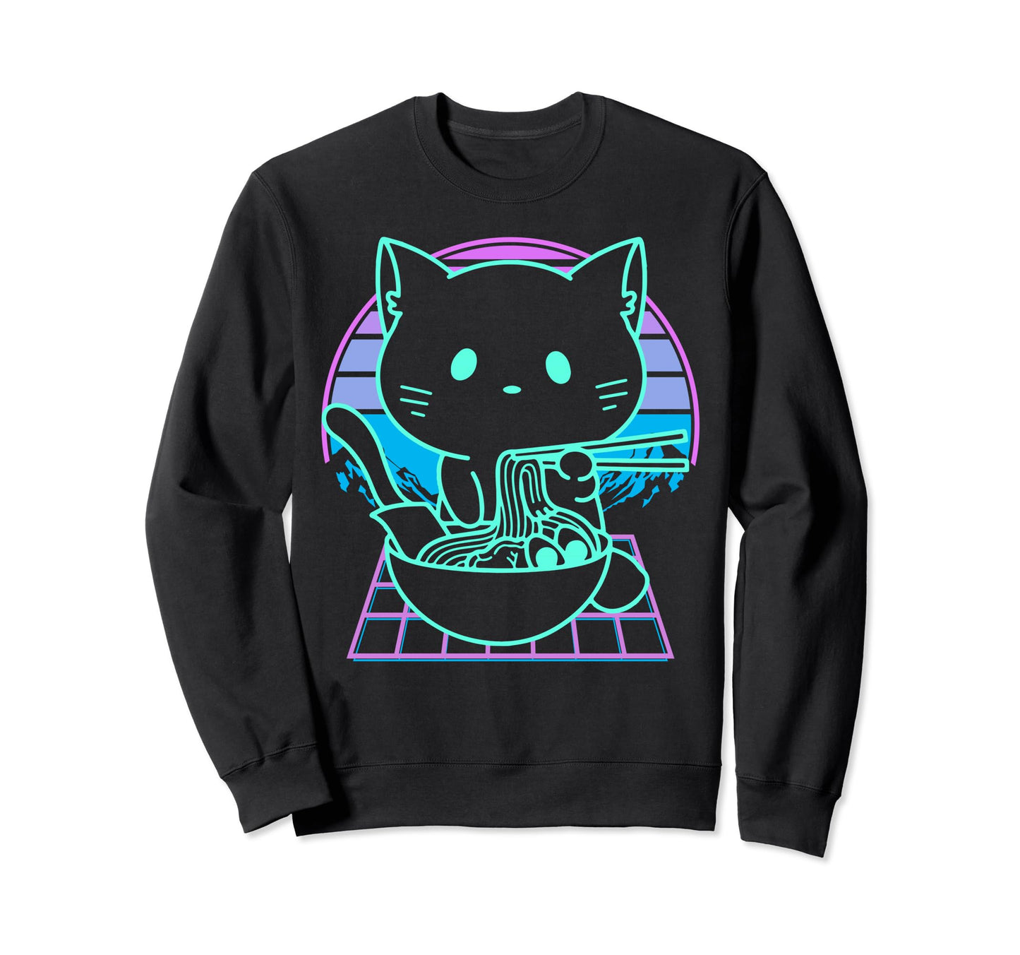Anime Ramen Cat Japanese Noodles Sweatshirt - Custom Art Print for Adults - T-Shirt, Sweatshirt, Hoodie