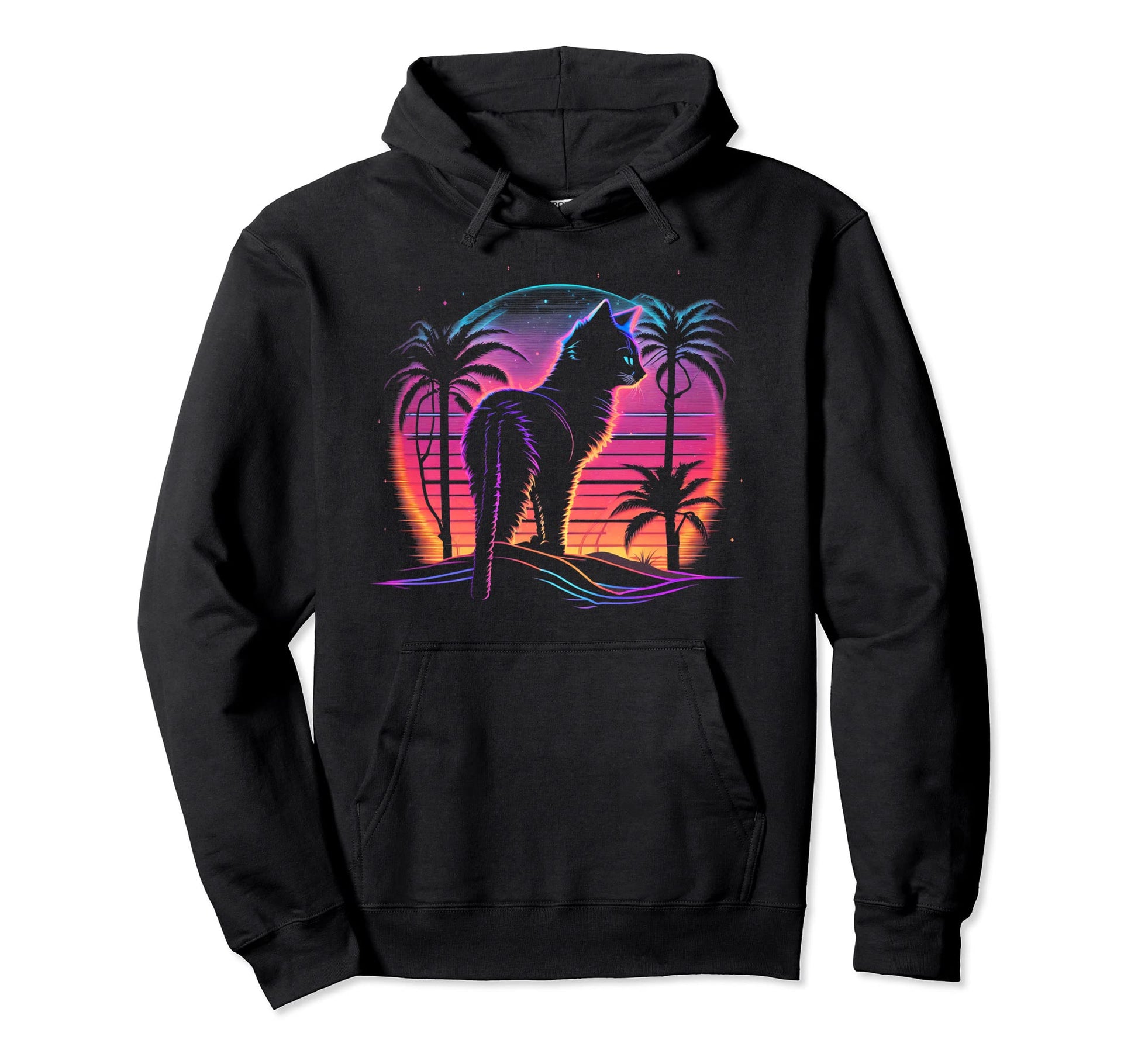 Cat Vaporwave Retrowave Aesthetic Synthwave Hoodie - Unique Graphic Unisex - T-Shirt, Sweatshirt, Hoodie
