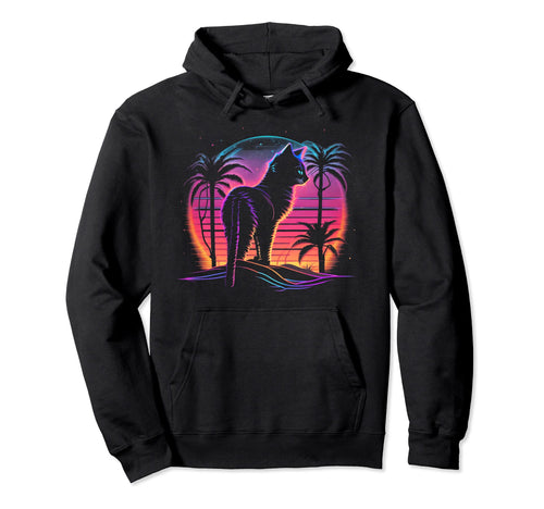 Cat Vaporwave Retrowave Aesthetic Synthwave Hoodie - Unique Graphic Unisex - T-Shirt, Sweatshirt, Hoodie