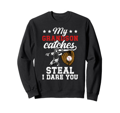 Funny Baseball Catcher Grandma Sweatshirt - Unique Graphic Men Women - T-Shirt, Sweatshirt, Hoodie