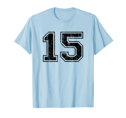 Number 15 Varsity Distressed Sport Team T-Shirt - Graphic Print for Adults - T-Shirt, Sweatshirt, Hoodie