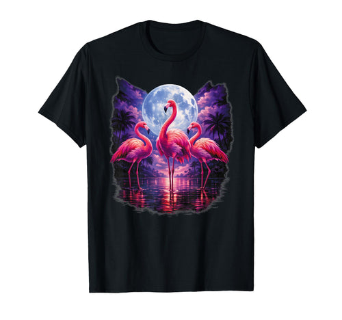 Three Flamingos Moon Florida T-Shirt - Fun Novelty Design Men Women - T-Shirt, Sweatshirt, Hoodie
