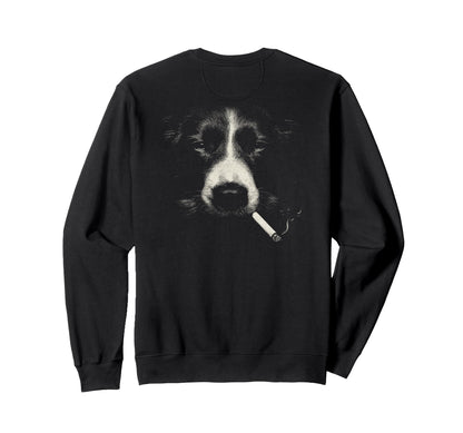 Border Collie Smoking Cigarette Sweatshirt - Casual Everyday Wear Unisex - T-Shirt, Sweatshirt, Hoodie