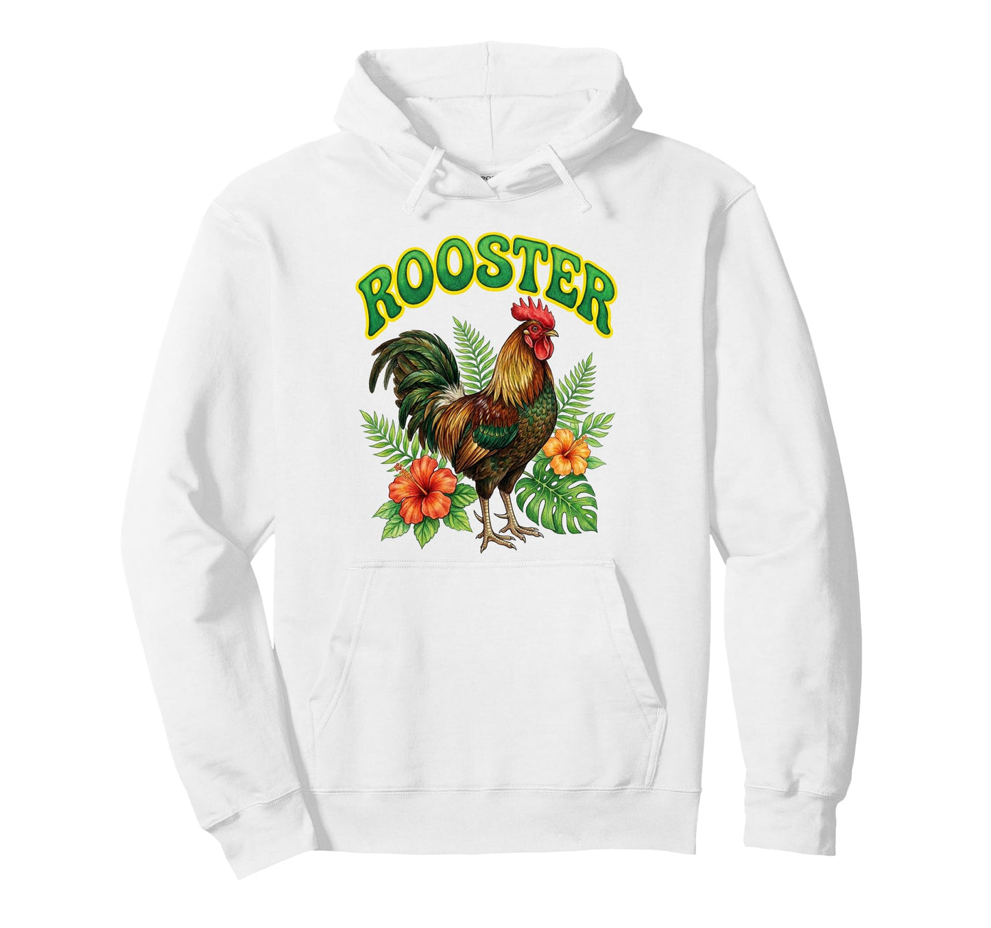 Rooster Groovy Floral Rooster Hoodie - Novelty Apparel Men Women - T-Shirt, Sweatshirt, Hoodie