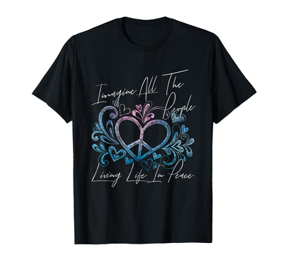 Imagine Hippie People Living Life Peace T-Shirt - Streetwear Style Unisex - T-Shirt, Sweatshirt, Hoodie