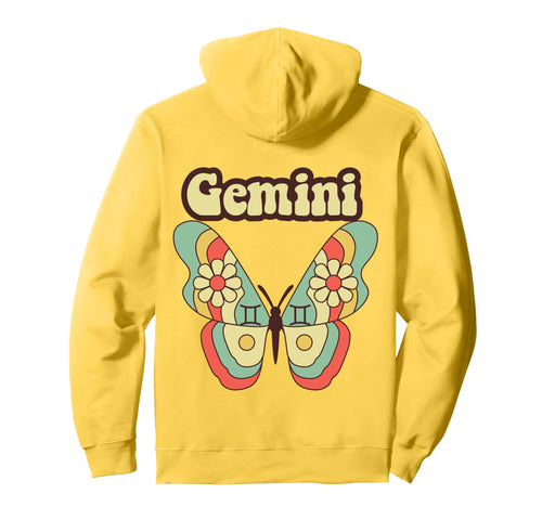 Gemini Butterfly Zodiac Astrology Boho Hoodie - Novelty Apparel Men Women - T-Shirt, Sweatshirt, Hoodie
