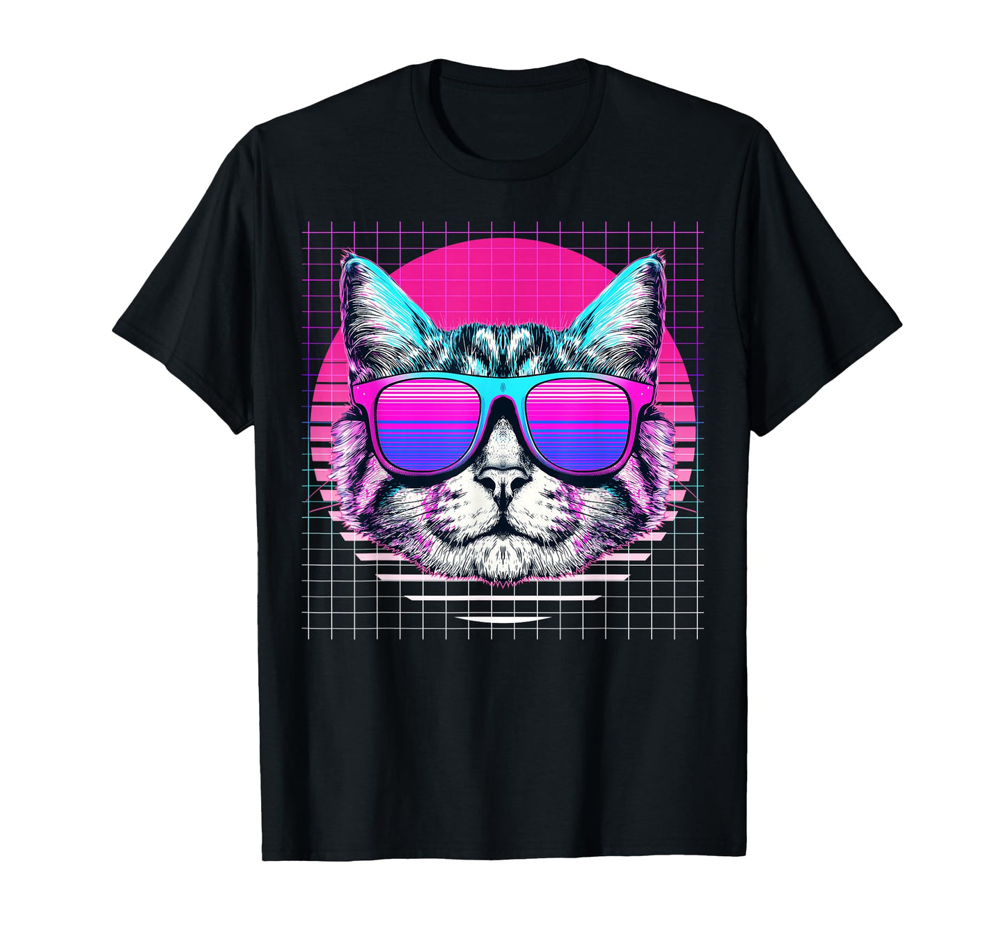 Tabby Cat Sunglasses Vaporwave Aesthetic T-Shirt - Novelty Apparel Unisex - T-Shirt, Sweatshirt, Hoodie