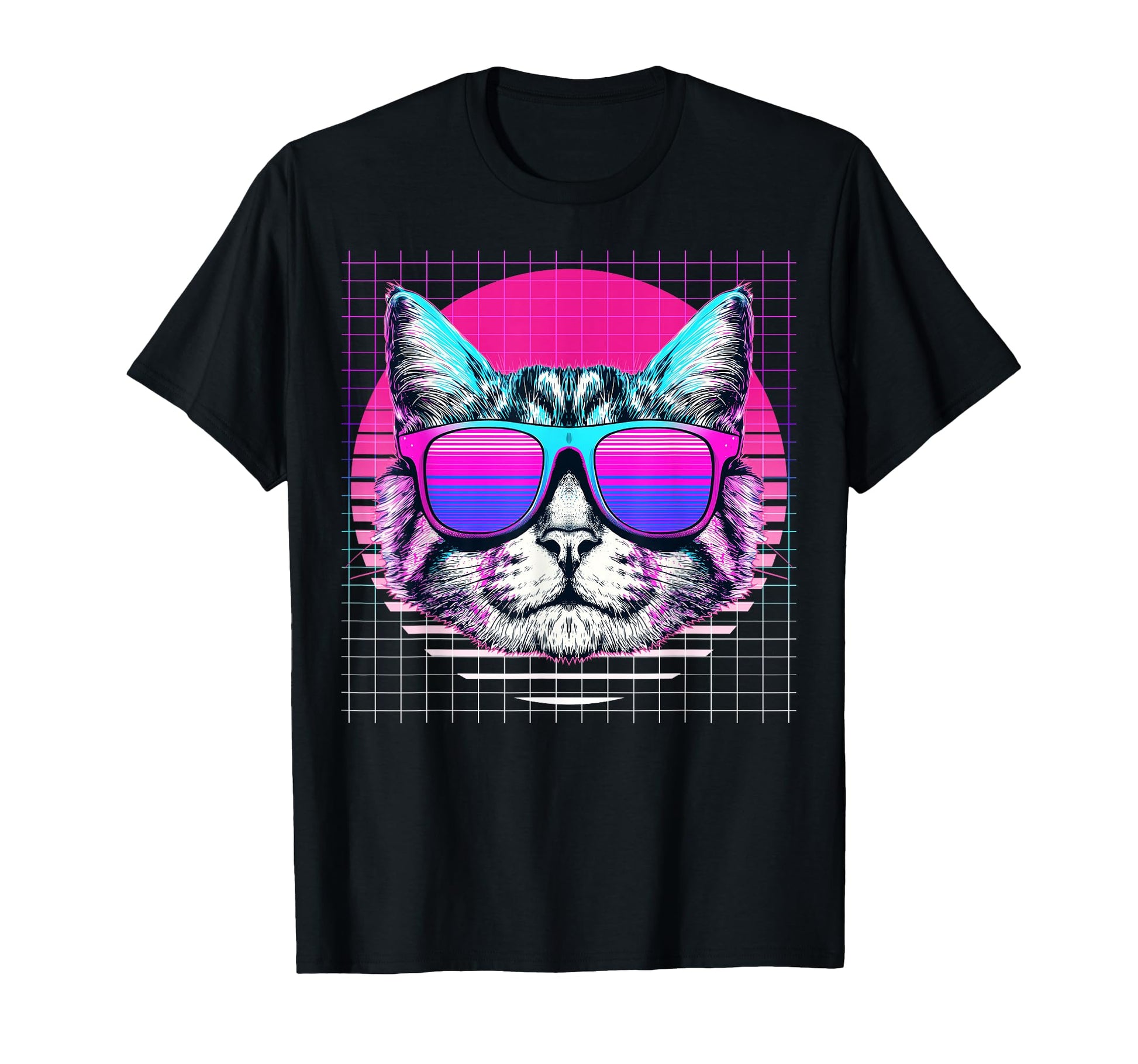 Tabby Cat Sunglasses Vaporwave Aesthetic T-Shirt - Novelty Apparel Unisex - T-Shirt, Sweatshirt, Hoodie
