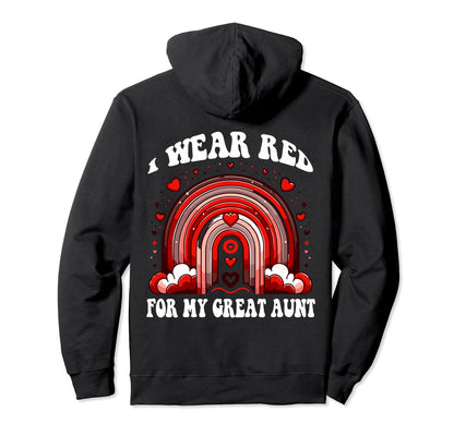 Great Aunt Heart Disease Awareness Hoodie - Minimalist Print Unisex - T-Shirt, Sweatshirt, Hoodie
