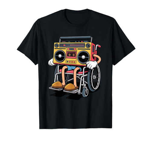 Wheelchair Boombox Old School 80S Music Hip T-Shirt - Graphic Print Unisex - T-Shirt, Sweatshirt, Hoodie