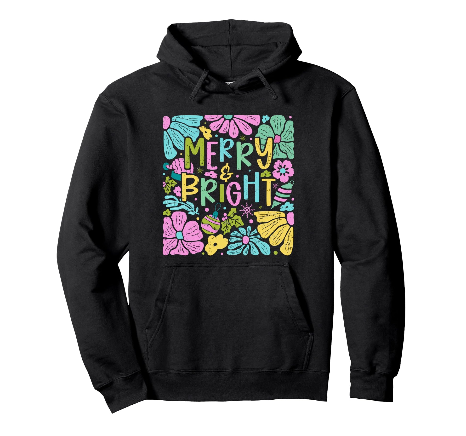Merry And Bright Boho Floral Hoodie - Novelty Apparel Men Women - T-Shirt, Sweatshirt, Hoodie