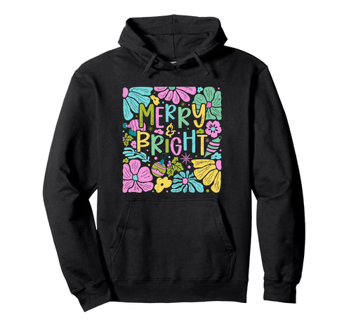 Merry And Bright Boho Floral Hoodie - Novelty Apparel Men Women - T-Shirt, Sweatshirt, Hoodie